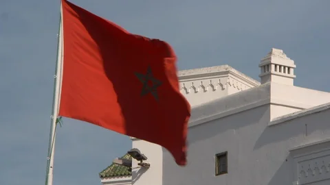 Single Flag of Morocco Stock Footage 121709943