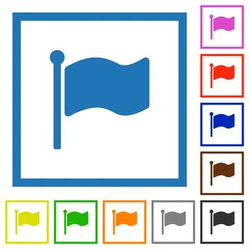 Single flag solid flat framed icons Illustrazione stock