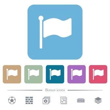 Single flag solid flat icons on color rounded square backgrounds Illustrazione stock
