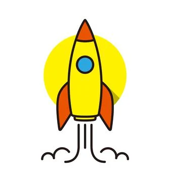 Single flat rocket fly to the space, vector illustration Stock Illustration