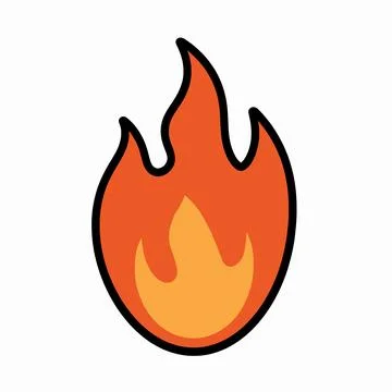 Single flat vector tribal flame graphic with bold black outlines and blue a.. 库存插图