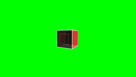 A single floating red and white cube isolated against a vibrant green screen Stock Footage 340264917