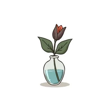 Single floral creation standing gracefully in a transparent vase enhancing .. Stock Illustration