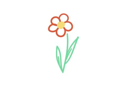 Single floral element. flower handdraw simple vector illustration Stock Illustration