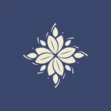 Single Floral pattern ornament featuring six stylized petals in geometric Illustrazione stock