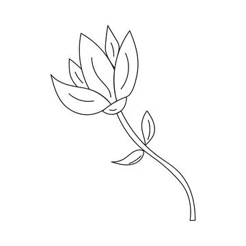 A single flower in doodle style on a white background. Stock Illustration