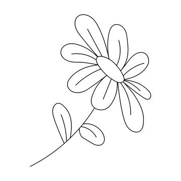 A single flower in doodle style on a white background. Stock Illustration