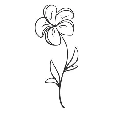 Single flower, hand drawn, engraved, isolated vector illustration Stock Illustration