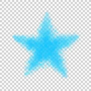 Single fluffy or smoke light blue, cyan star with soft glowing texture Stock Illustration