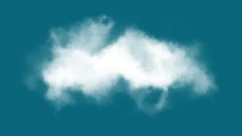 Single fluffy white cloud isolated on deep teal blue background 스톡 동영상 336326048