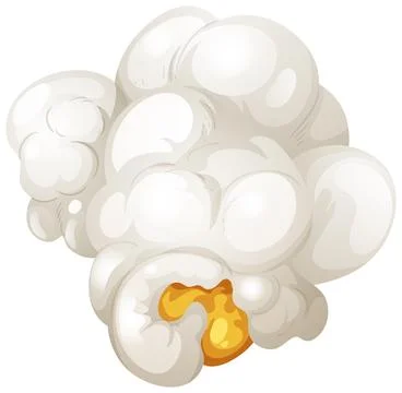 Single Fluffy White Popcorn Kernel Vector Illustration on White Background Stock Illustration