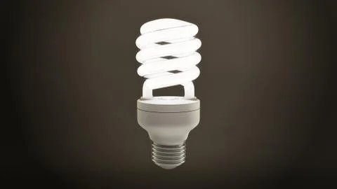 Single Fluorescent Light Bulb Over Dark Background Stock Illustration