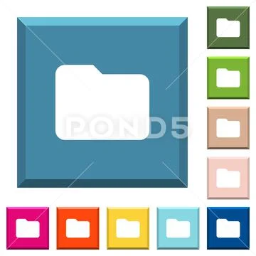 Single folder white icons on edged square buttons: Graphic #151632077