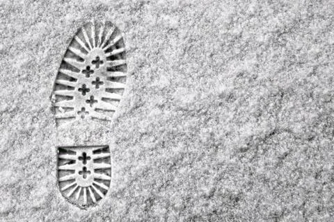 Single footprint in snow 스톡 사진