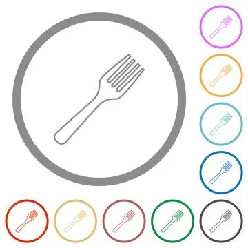 Single fork flat icons with outlines Stock Illustration