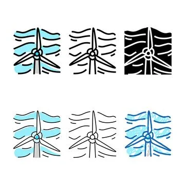 Single forms wind turbine color icon vector Stock Illustration