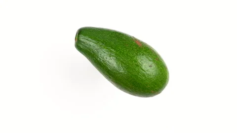 Single Fresh Green Avocado Rotating On White Background Studio Shot 4K Stock Footage 322085484