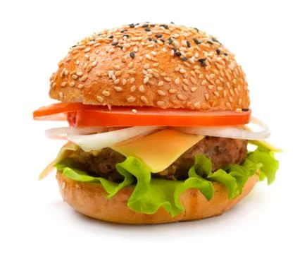 Single fresh hot cheeseburger Stock Photos