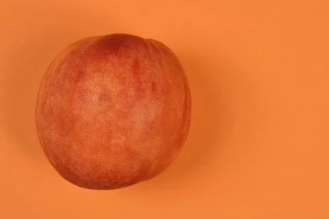 Single Fresh Nectarine on Orange Background Stock Photos