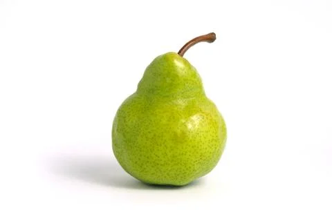 Single fresh Packham pears fruit isolated on white background Stock Photos