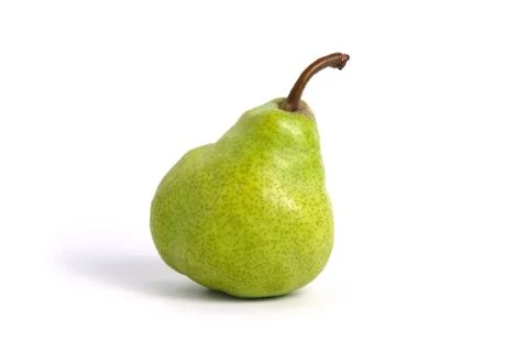 Single fresh Packham pears fruit isolated on white background Stock Photos