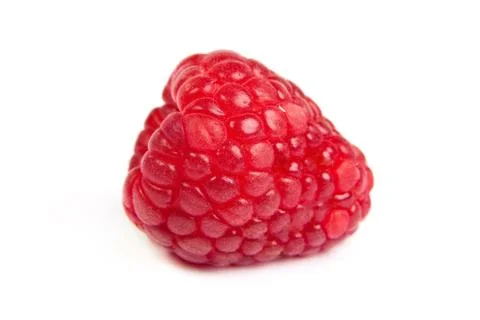 Single fresh raspberry, isolated on  white. Close up macro shot Stock Photos