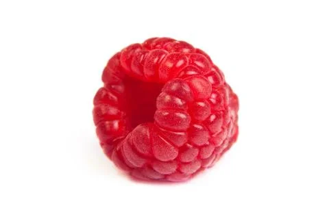 Single fresh raspberry, isolated on  white. Close up macro shot Stock Photos