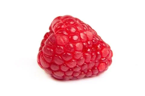Single fresh raspberry, isolated on  white. Close up macro shot Stock Photos