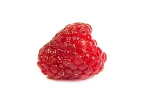 Single fresh raspberry, isolated on  white. Close up macro shot Stock Photos