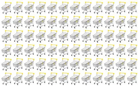Single fresh white egg in multitude of shopping carts. High angle view. Eggs  Stock Photos
