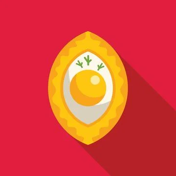 Single fried egg garnished with dill served on oval plate for breakfast Stock Illustration