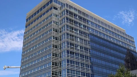 Single glass office building Stock Footage 117617425
