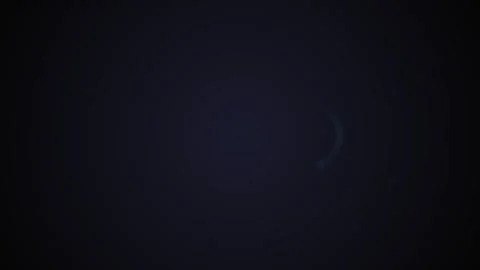 A single glowing cyan arc floating in a deep dark void of absolute blackness Stock Footage 339619188