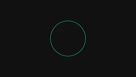 A single glowing neon green circle centered on a solid black background Video stock 335118018