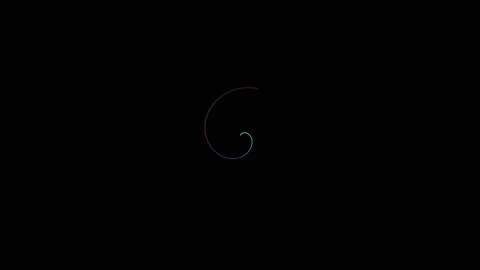 A single glowing spiral line centered on a solid black background Video stock 335117452