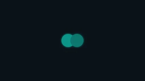 A single glowing teal circle centered against a solid dark black background Stock Footage 336263427