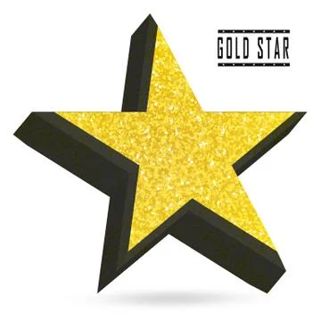 Single golden 3d star shine on white background Stock Illustration