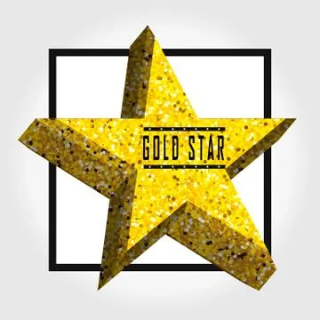 Single golden 3d star shine on white background Stock Illustration