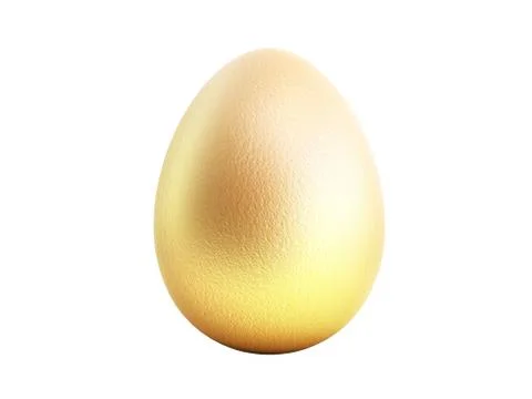 Single golden egg 3d render on white background no shadow Illustrazione stock