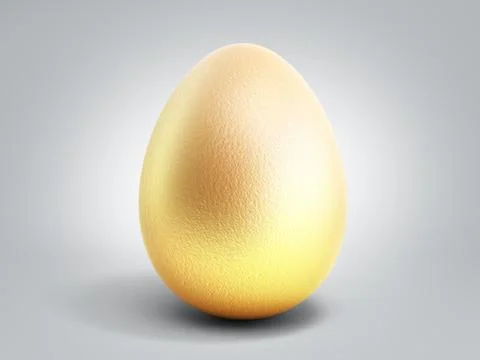 Single golden egg 3d render on grey gradient background Stock Illustration