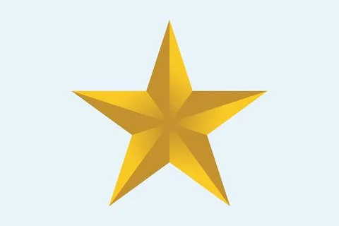 Single Golden Five Pointed Shaded Star Illustration. Stock Illustration