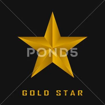 Single golden star shine on black background Stock Illustration