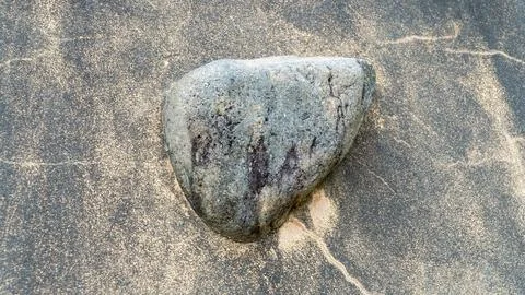 Single Gray Stone Embedded in a Sandy Concrete Surface Stock Photos
