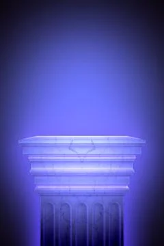 Single greek column isolated on blue Stock Illustration