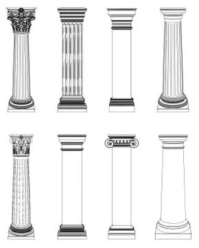 Single greek column isolated on white Stock Illustration