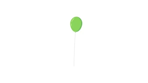 Single Green Balloon Floating Against Bright Blue Sky on a Clear Day Stock Footage 339713367