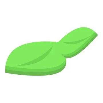 Single green basil leaf is lying on a white background Stock Illustration