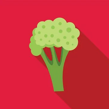 Single green broccoli floret on red background Stock Illustration