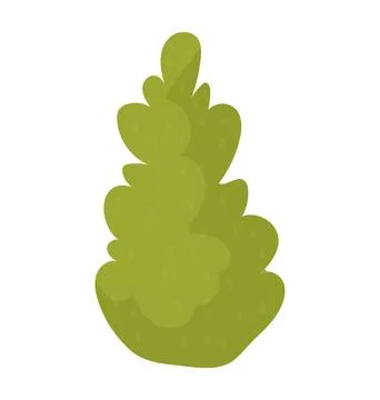 Single green cartoon pine tree with a simplified design. Simplistic nature Stock Illustration