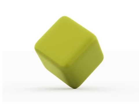 Single green cube isolated on white background Stock Illustration
